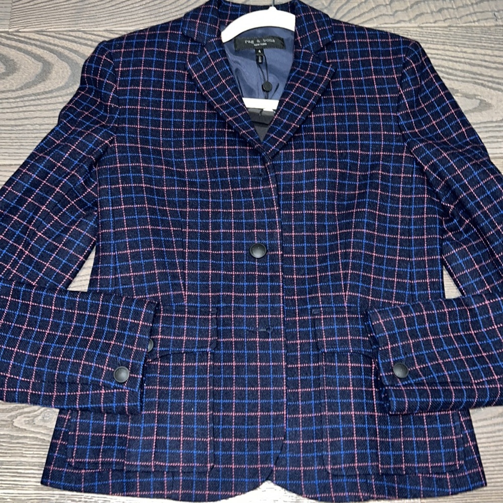 rag & bone Nancie Virgin Wool Blend Check Blazer, 4 - Picture 5 of 6